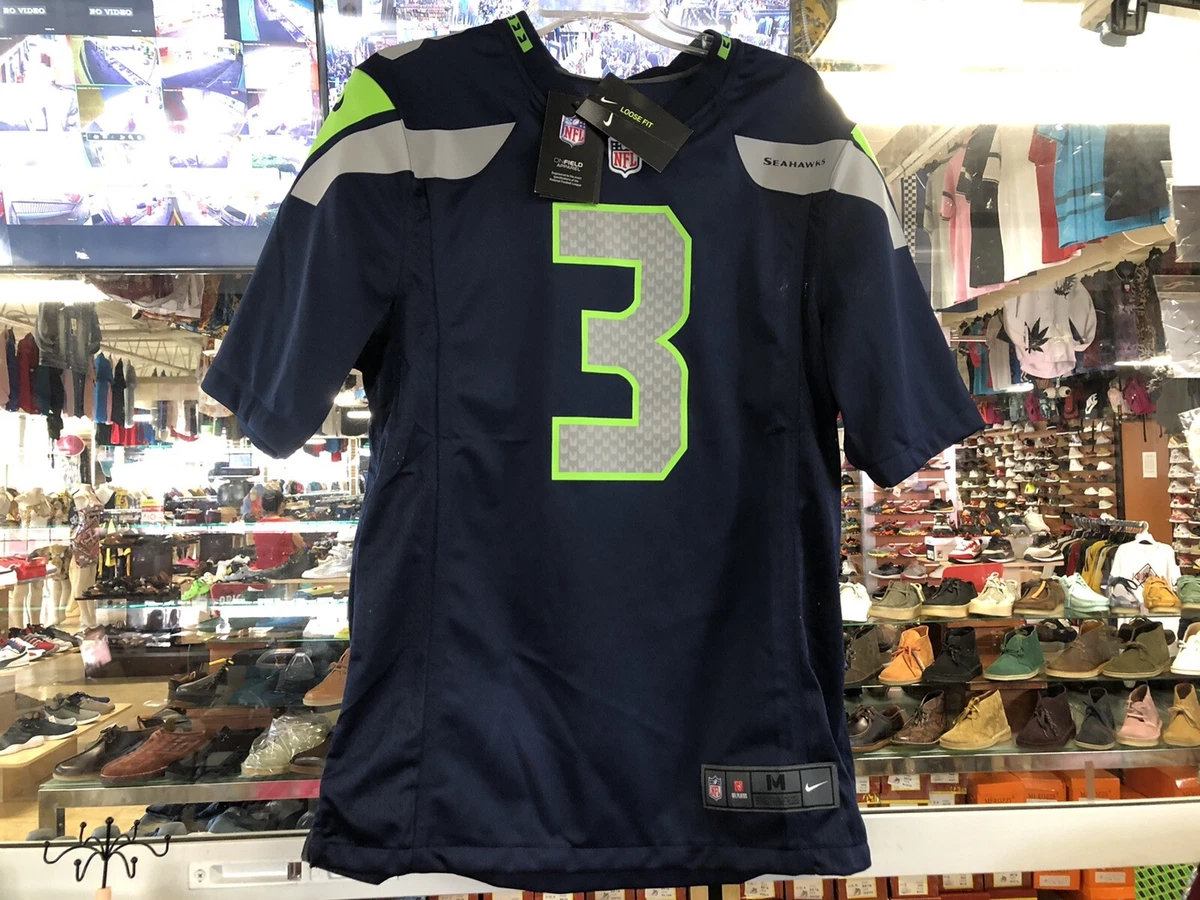 Men’s Size M NWT Nike NFL Seattle Seahawks Russell Wilson #3 Navy Blue Jersey