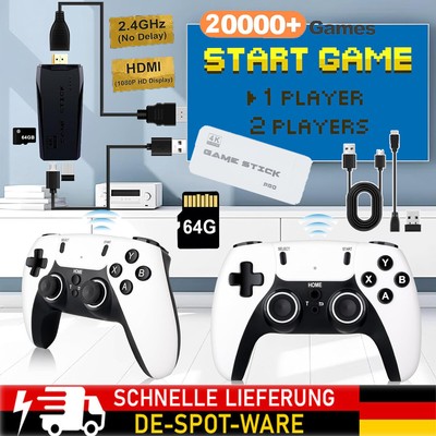 Retro Videospielkonsole 4K HD 30000+ TV Spiel Stick 64GB+2x Wireless Controller