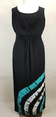 CATHERINES WOMEN'S BLACK BLUE SLEEVELESS DRIFT AWAY MAXI DRESS PLUS 2X 22/24W