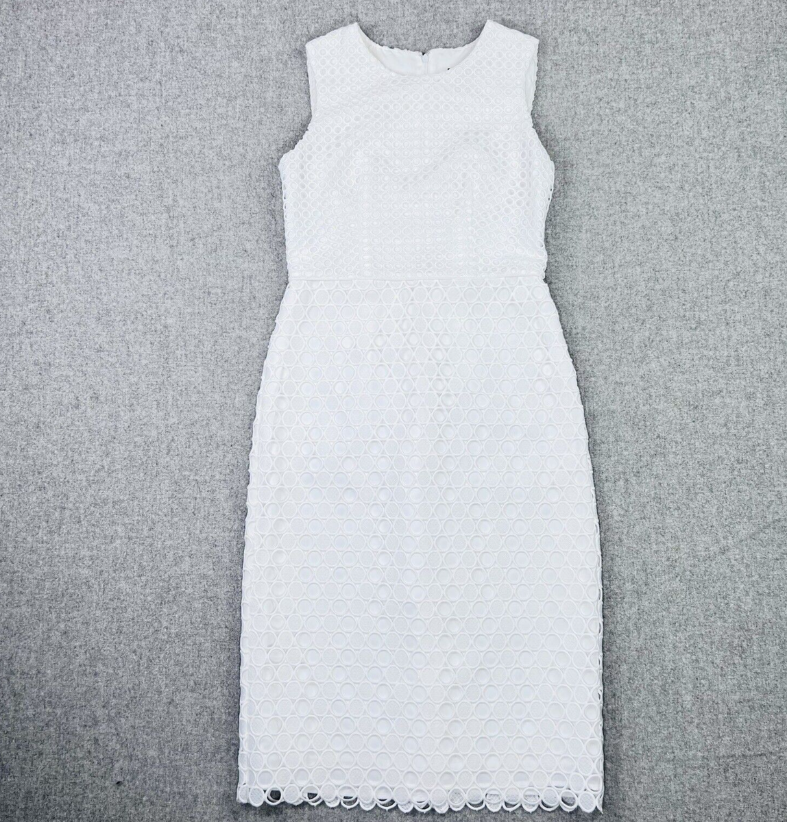 Ann Taylor Sleeveless Eyelet Lace White Midi Dress size EUC