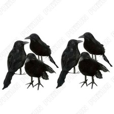6PCS Halloween Crow Prop Large Realistic Raven Feathered Spooky Party Home Decor