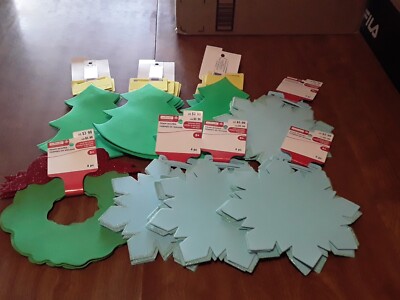 New 10 Pkgs= 40 Christmas Foam Shapes for Kids Crafts- Tree, Wreath, Snowflake
