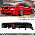 For 2018-2024 Toyota Camry SE XSE Yofer V2 Gloss Black LED Rear Bumper Diffuser