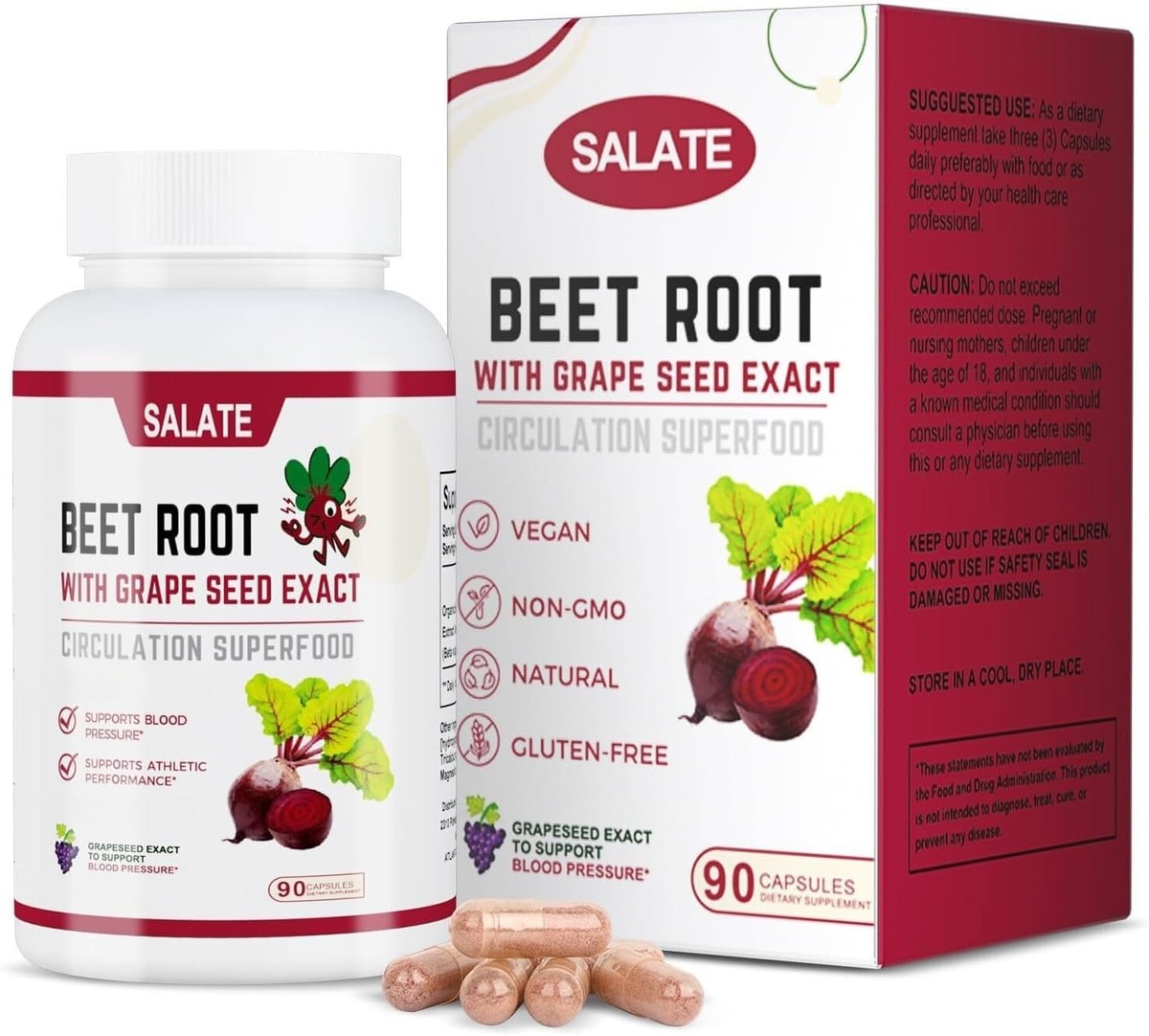 Salate Beet Root Capsules Plus with Grape Seed Extract