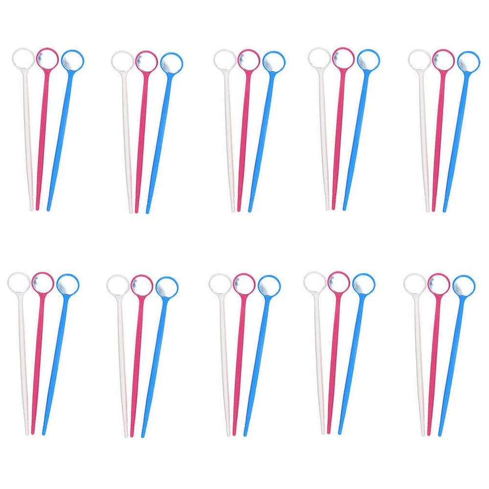 BOMAOER 20 Pcs Dental Plastic Disposable Mirror white red blue Dentist Mirror Mouth Dent