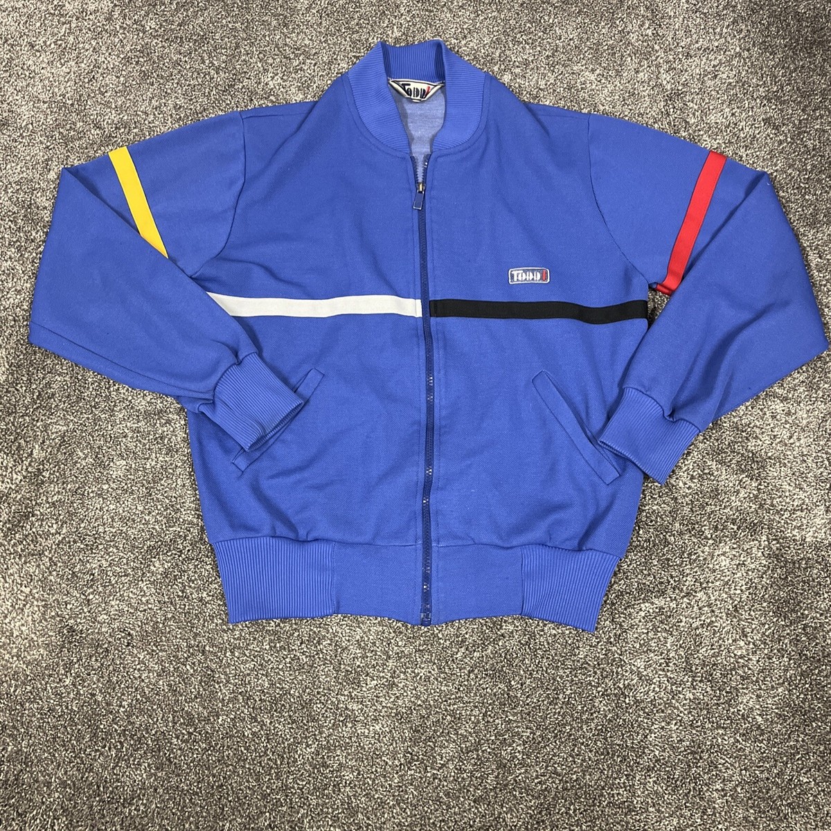 【80s】  trackjacket xl相当 Vintage Todd1 Track Jacket Men's Medium 80s Full Zip Blue Tennis M