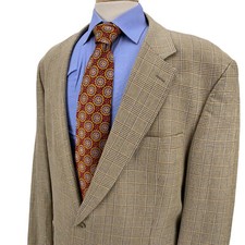 Jos A Bank Light Brown Tan Glen Plaid Blazer Sort Jacket Mens 46L