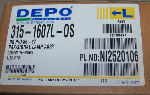 LÁMPARA DE SEÑAL DE ESTACIONAMIENTO DEPO 315-1607L-OS 1986-1987 NUEVA EN CAJA - Imagen 2 de 2