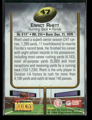 Errict Rhett 1994 Signature Rookies Auto 2278/7750 - Picture 2 of 2