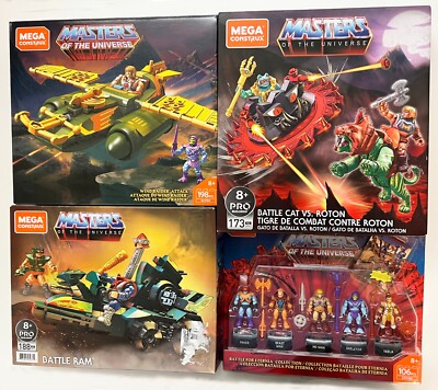 Mega Construx HE-MAN WIND RAIDER, BATTLE RAM, BATTLE vs ROTON & ETERNIA Figures