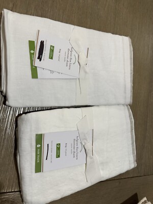 Pottery Barn BELGIAN FLAX LINEN duotone SHAMs 2 King white natural imperfect