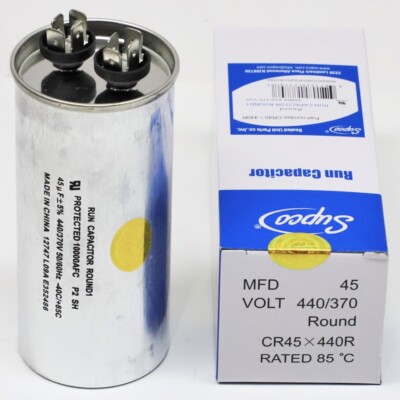 Supco CR45X440R HVAC Motor Round Run Capacitor 45 MFD 440 Volts
