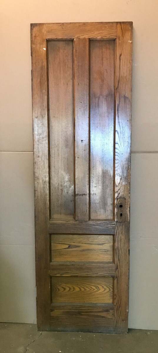 Antique Single Vintage 26x84 Interior 4 Panel Chestnut Wood Door