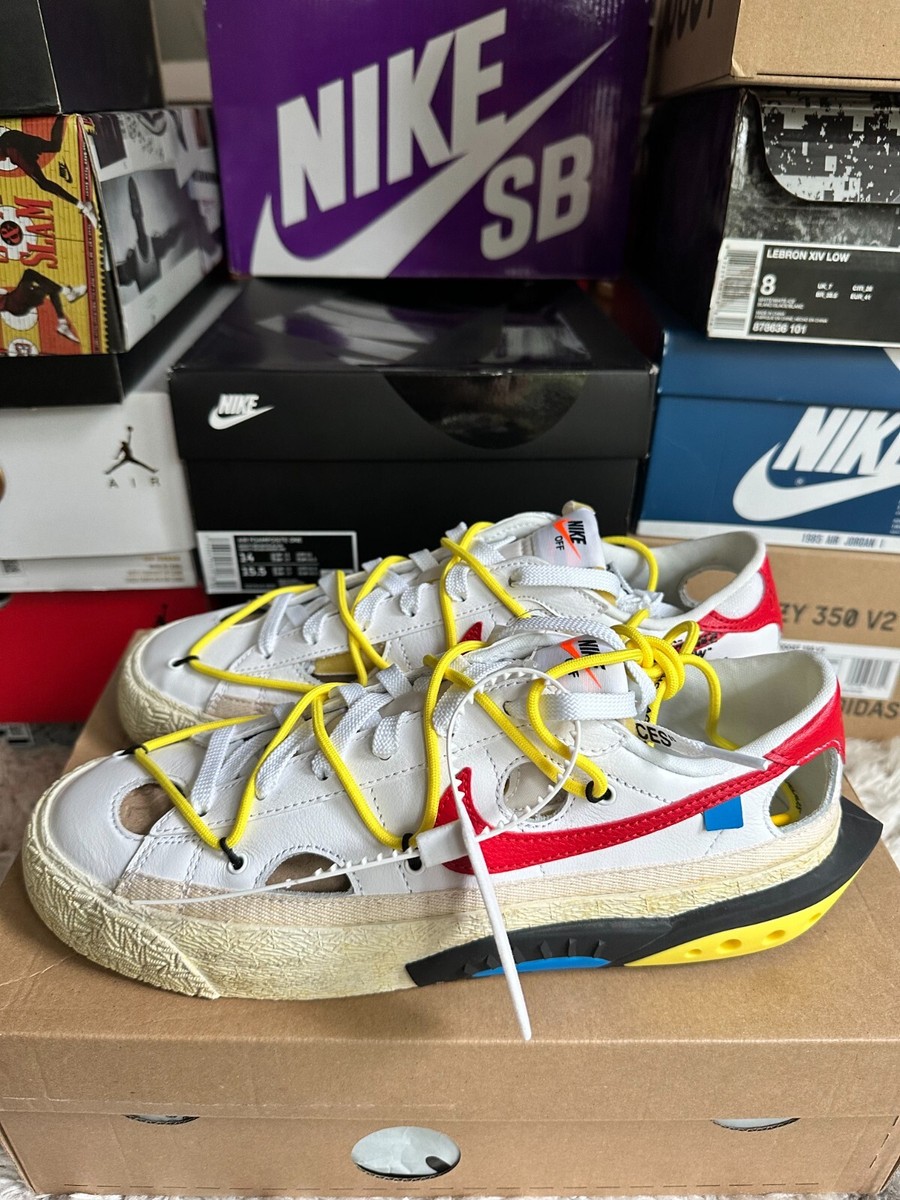 Size 9.5M - NEW Nike Off-White x Blazer Low White University Red