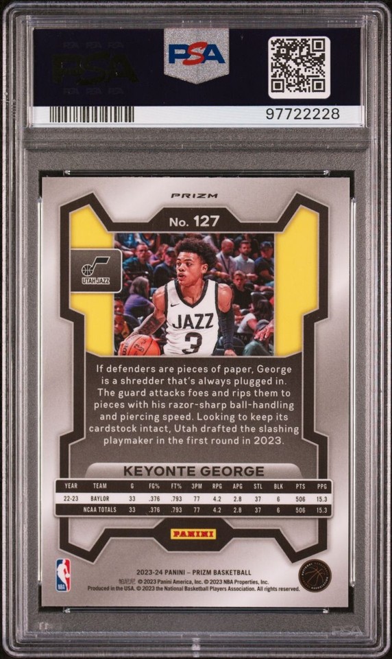 202324 Panini Silver Prizm 127 Keyonte Utah Jazz RC Rookie PSA