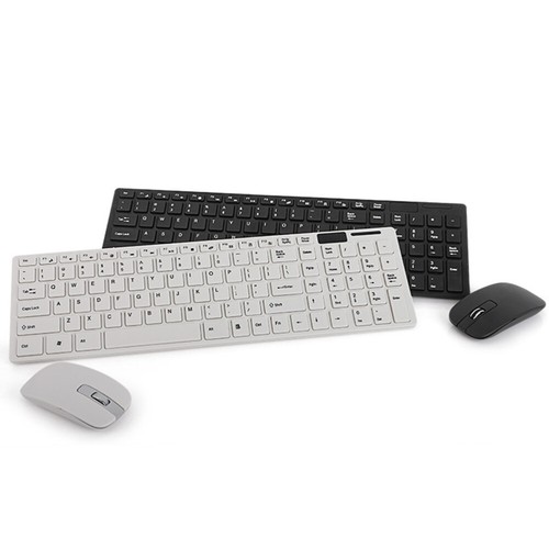 2.4g Clavier de clavier sans fil Clavier ultra-mince clavier avec souris (noir, - Photo 10/12
