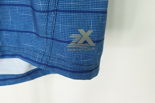 ZeroXposur Swim Trunks Mens Large Blue Striped Floral Lined UPF 50+ Shorts - Picture 3 of 8