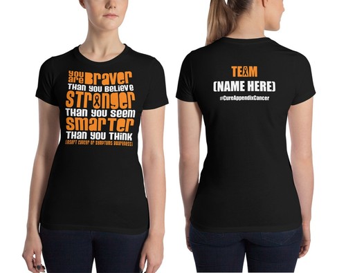 Personalized Appendix Cancer Awareness T-Shirt Braver Amber Ribbon Custom Tee - Picture 7 of 8