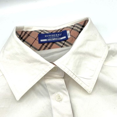Burberry Blue Label White Shirt Nova Check One Point Pink F