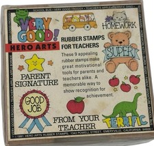 Hero Arts Rubber Stamps for Teachers LL118 Wood Mounted Stamps Set Of 9