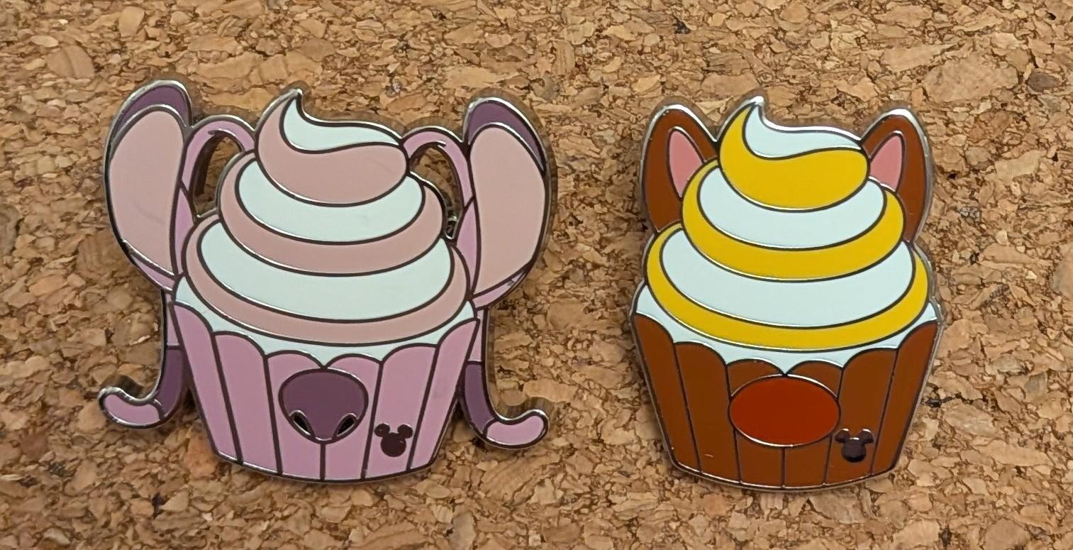 Disney Pin set of 2 Angel & Dale Cupcakes Hidden Mickey Wave A DLR 2026