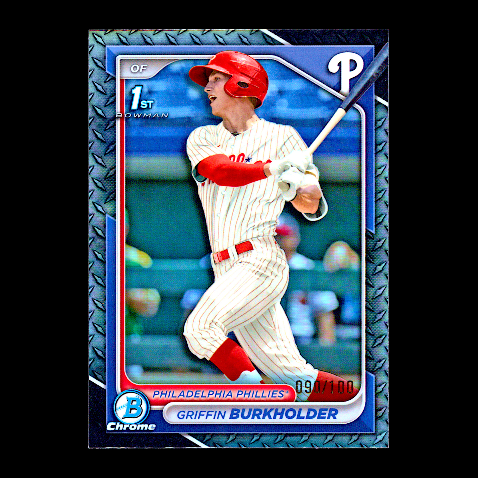 2024 Bowman Chrome Draft Griffin Burkholder 1st Steel Metal Refractor RC /100