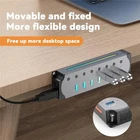 USB3.0 Hub High Speed USB 7-In-1 Splitter Individual Power Switches RGB Aluminum