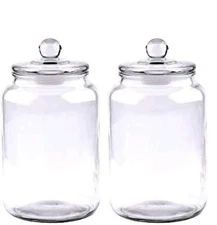 Glass Jars 100 oz,Candy Jar with Lid For Household,Food Grade Clear Jars (2 P...