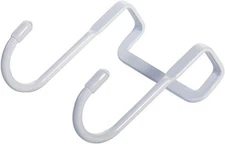 White Multiple Use Narrow Door Hook Over Cabinet Drawer Double Hooks for Kitc...