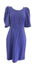 J Crew Womens Blue Italian Wool Puff Sleeve Sheath Dress Size 4 Career Office