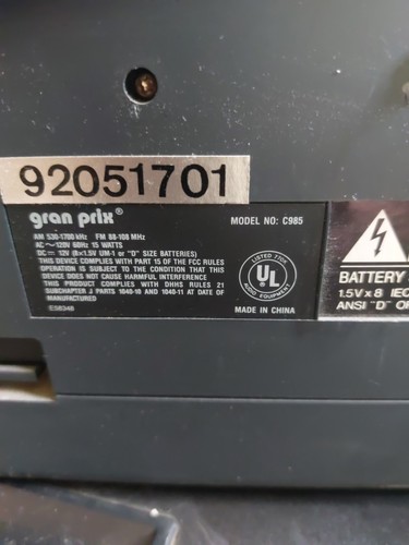 GPX Portable AM/FM  Cassette Player Boombox Tested Works CD player doesn't work - Picture 9 of 10