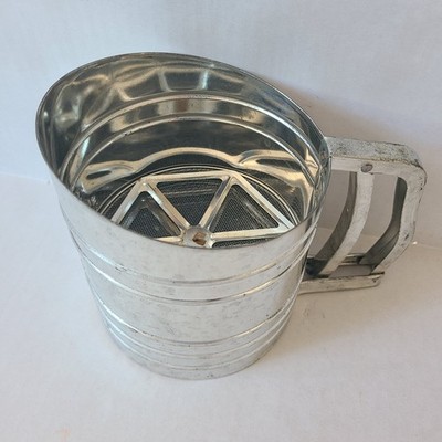 Vintage Foley Sift-chine Triple Screen Flour Sifter Metal Kitchen Tool Farmhouse