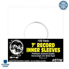 100-Pack Archival Quality Heavyweight Inner Sleeves for 7-Inch Vinyl Records