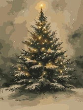 CSZPPQAF Christmas Tree Paint by Numbers for Adults 12x16 inches, PB122-1 