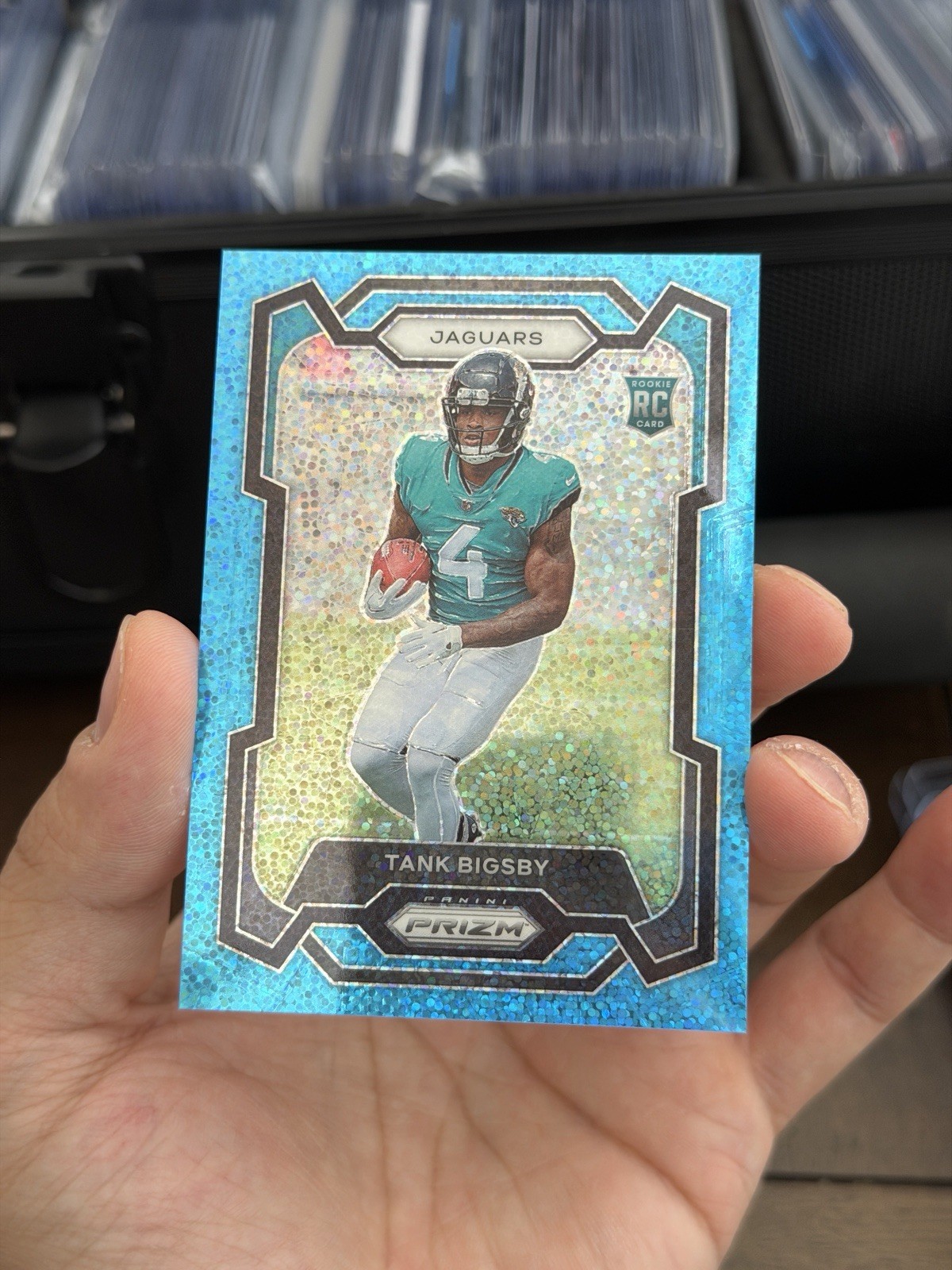2023 Panini Prizm Blue Sparkle Tank Bigsby RC /96 #348 Jacksonville Jaguars SP