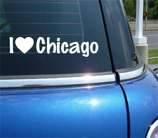 I LOVE CHICAGO DECAL STICKER HEART WINDY CITY FAMILY LIVE ILLINOIS CAR TRUCK