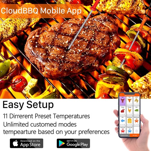 500FT Digital Meat Thermometer with Multy Probes Bluetooth for Smoker Grillin... - Picture 4 of 9