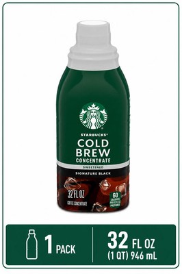 Starbucks Sweetened Signature Black Cold Brew Coffee Concentrate, 32 fl oz.Iced.