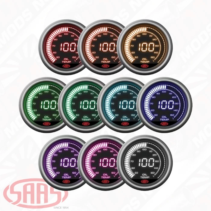 SAAS Oil Temp Gauge 50°-150° C 52mm Muscle Digital Series 12V - Image 2 of 4