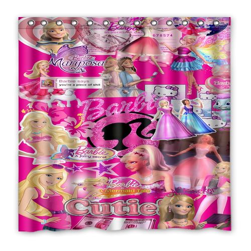 Barbie Custom Waterproof Polyester Shower Curtain Decor Hooks Bathroom - Bild 42 von 66