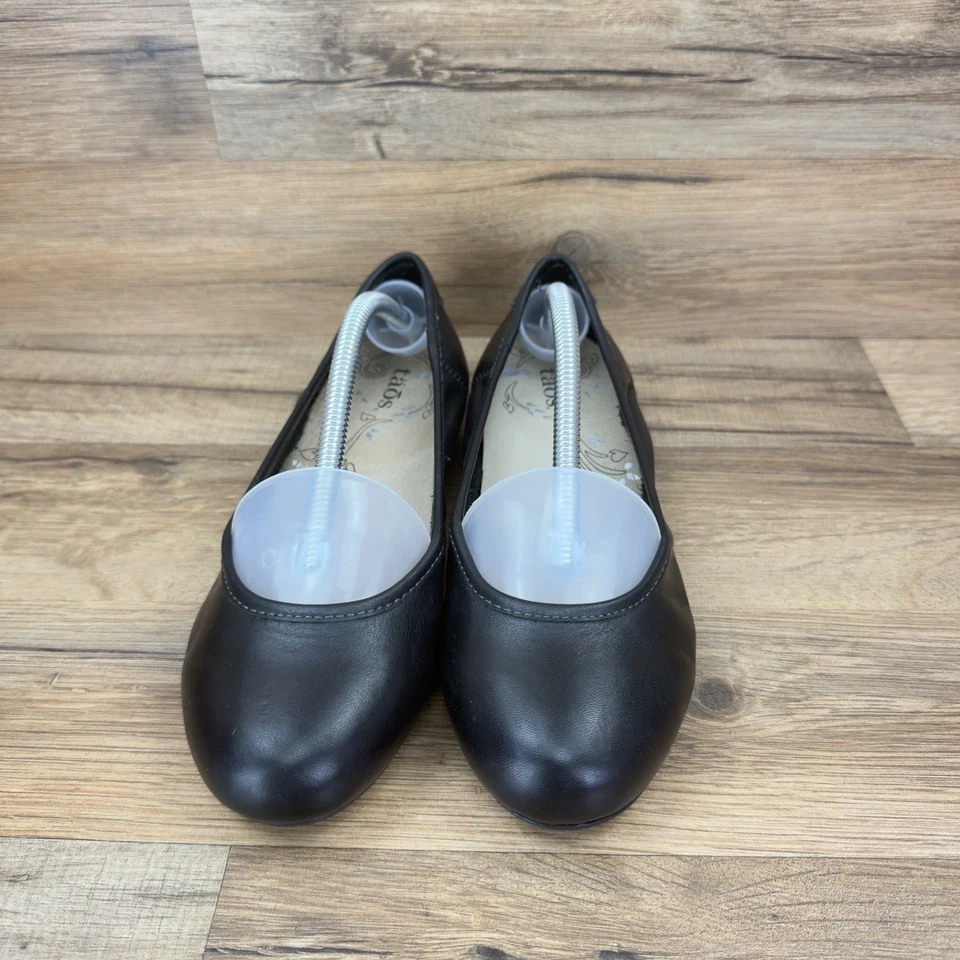 Taos Talla 6.5 Plano Cuero Negro Cómodo Ballet Elástico Foto 2 de 4