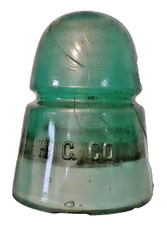 CD 145 Jade Green H.G.CO. "Beehive Style" Antique Glass Telegraph Insulator
