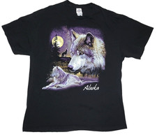 VTG Alaska Wolf T-Shirt Men's XL Howling Wolves Nature Outdoors Wildlife 90s Y2K