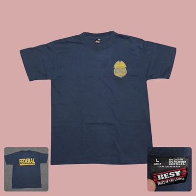 Vintage 1993 Federal Agent T Shirt US Cavalry Single Stitch Navy Mens L
