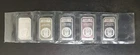 Five Apmex 1oz Silver Bars in Plastic