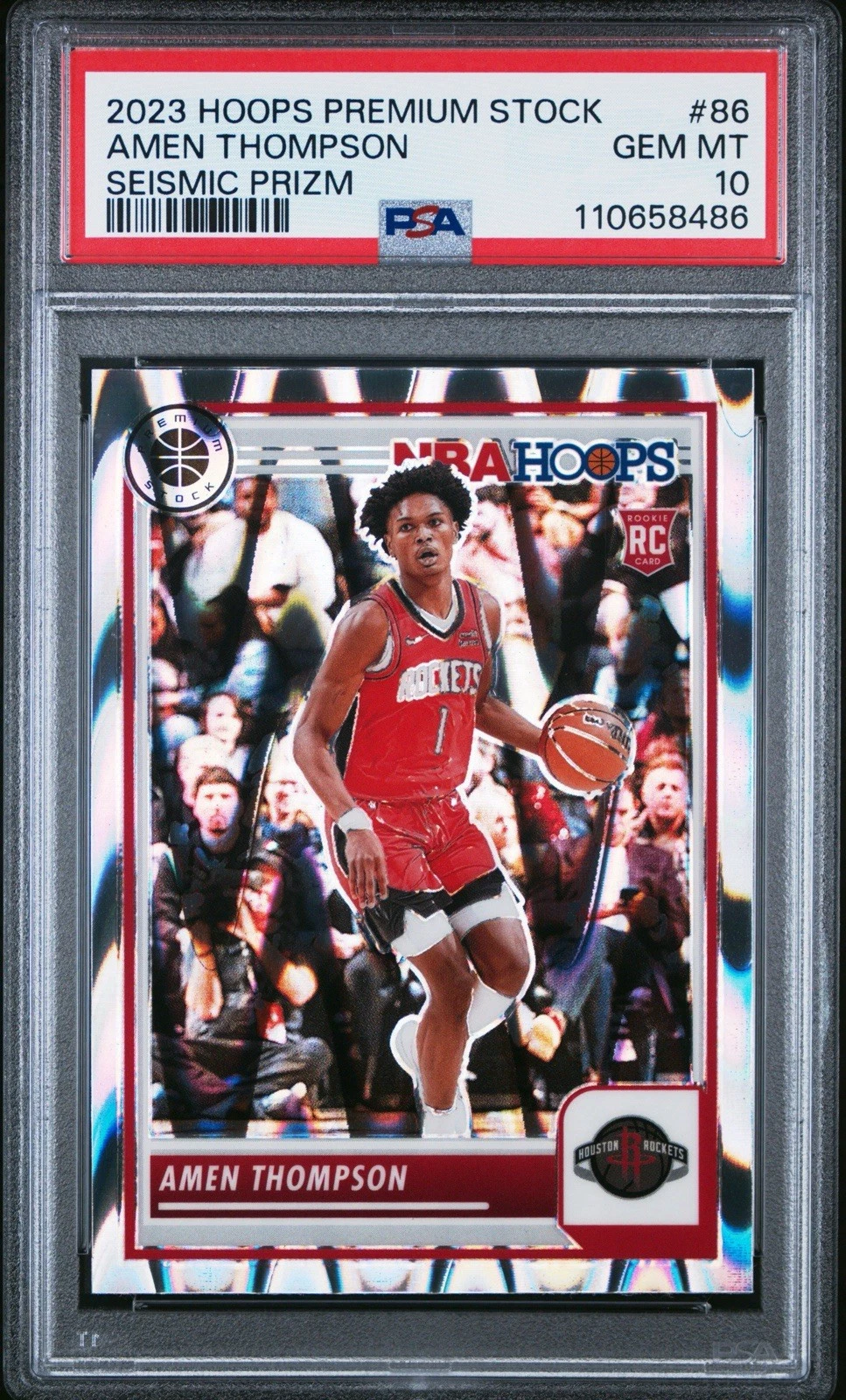 Deal for 2023 PANINI HOOPS PREMIUM STOCK #86 AMEN THOMPSON SEISMIC PRIZM PSA 10