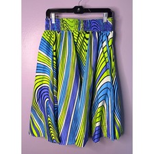 Womens Vtg Psychedelic Mod Midi Skirt 70s 80s Pockets Maximalist OS Retro Color