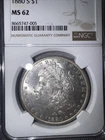 1880-S Morgan Silver Dollar $1 NGC MS62, San Francisco USA