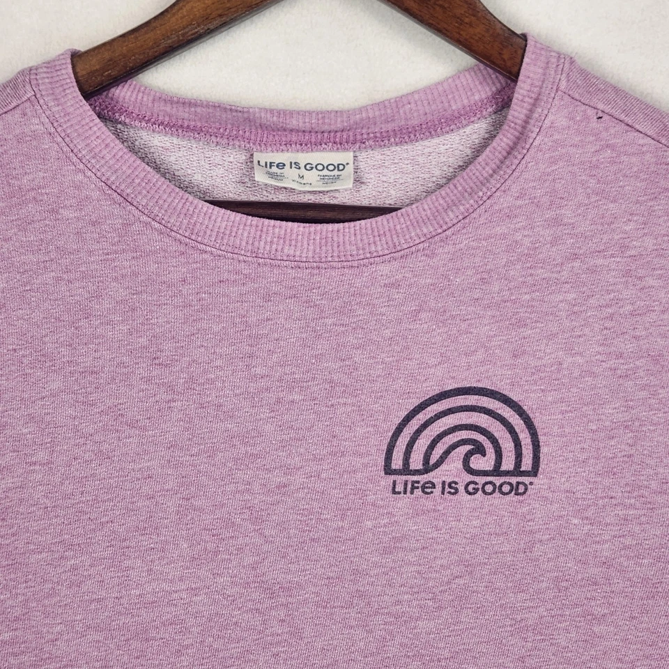 Sudadera Life Is Good Simply True Crew de felpa francesa para mujer talla M logotipo rosa usada en excelente estado Foto 4 de 4