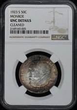 MONROE 1923-S Silver Commemorative 50C NGC UNC Details